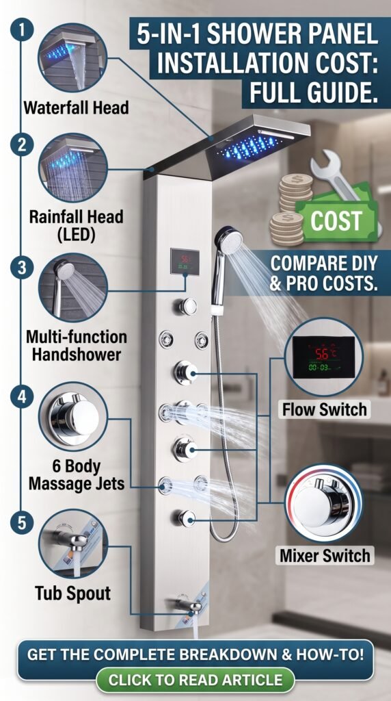 5-in-1 Shower Panel Installation Cost: Full Guide - Gadgetsorder