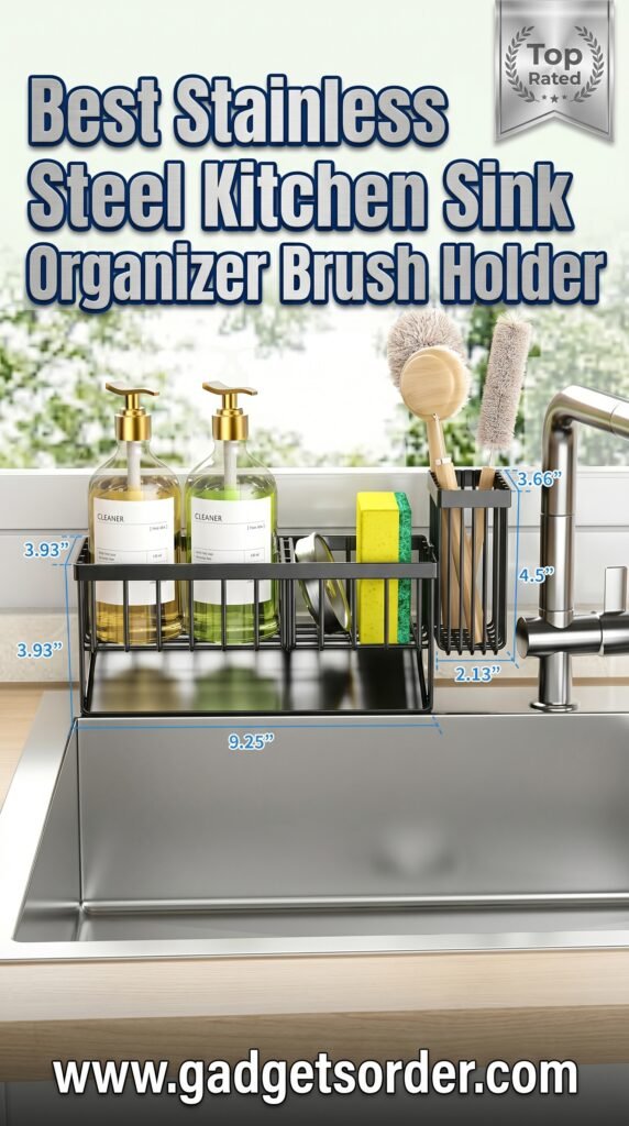 Best Stainless Steel Kitchen Sink Organizer Brush Holder - Gadgetsorder