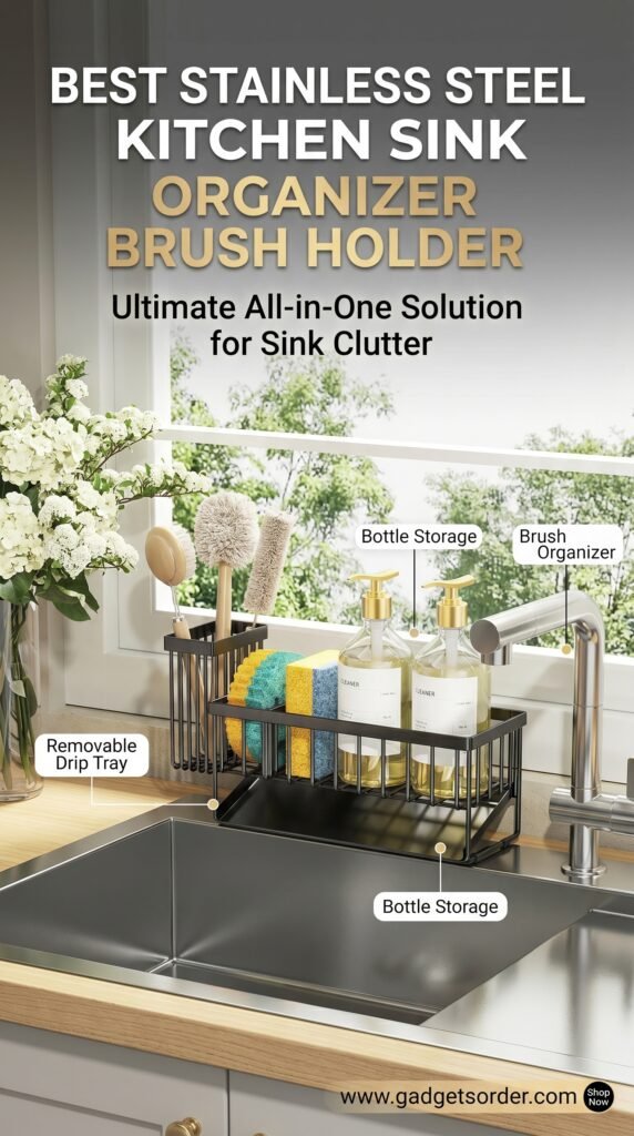 Best Stainless Steel Kitchen Sink Organizer Brush Holder - Gadgetsorder