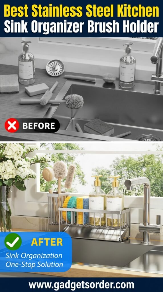 Best Stainless Steel Kitchen Sink Organizer Brush Holder - Gadgetsorder